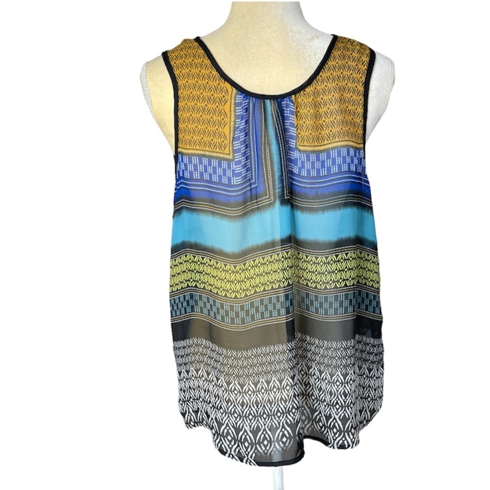 August Silk Options Women Sz Small Multicolored Chiffon Semi Sheers Top
